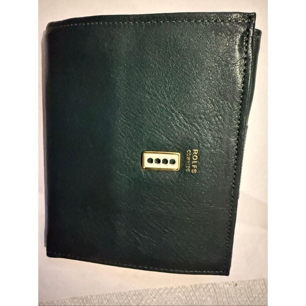 Rolfs Unisex Leather Flap Coin Pocket Tri-fold Card Holder Wallet Green OS NWOT